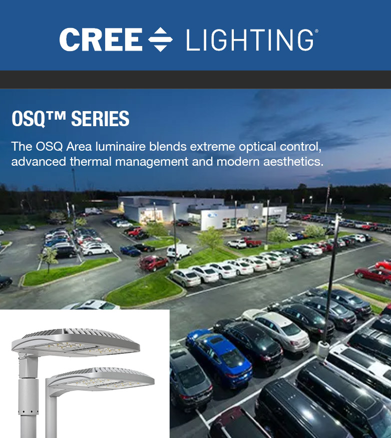 Cree Lighting - OSQ Series - The OSQ Area luminaire blends extreme optical control, advanced thermal management and modern aesthetics.