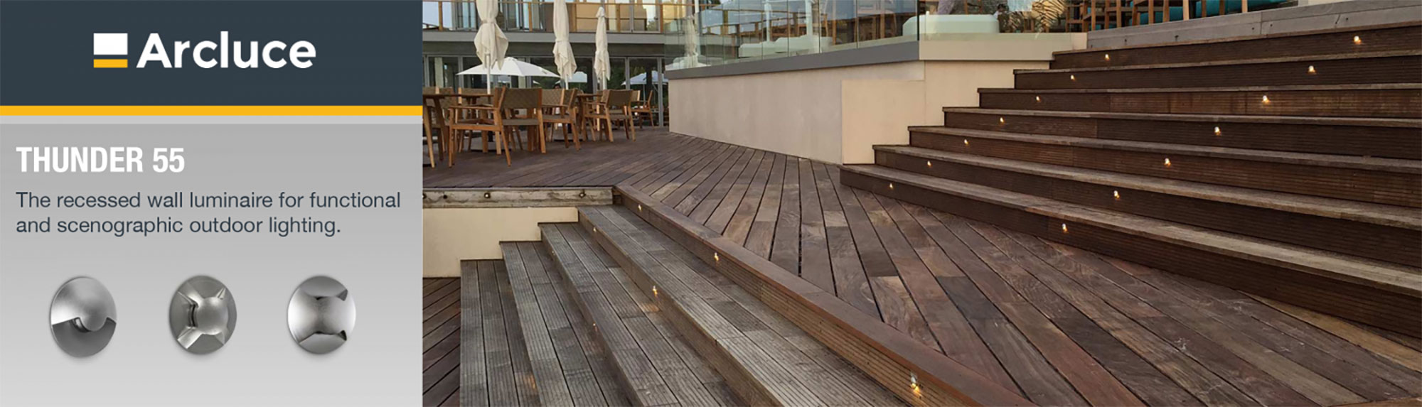 Arcluce Thunder 55 - The recessed wall luminaire for functional and scenographic outdoor lighting.