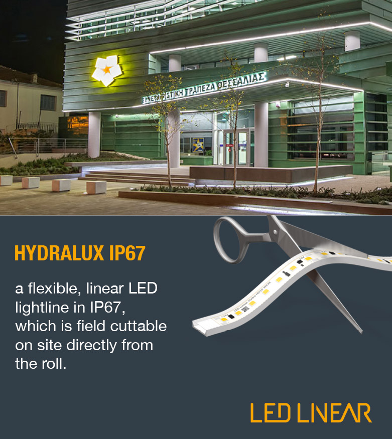 HYDRALUX IP67 a flexible, linear LED lightline in IP67, which is field cuttable on site directly from the roll. - LED LINEAR