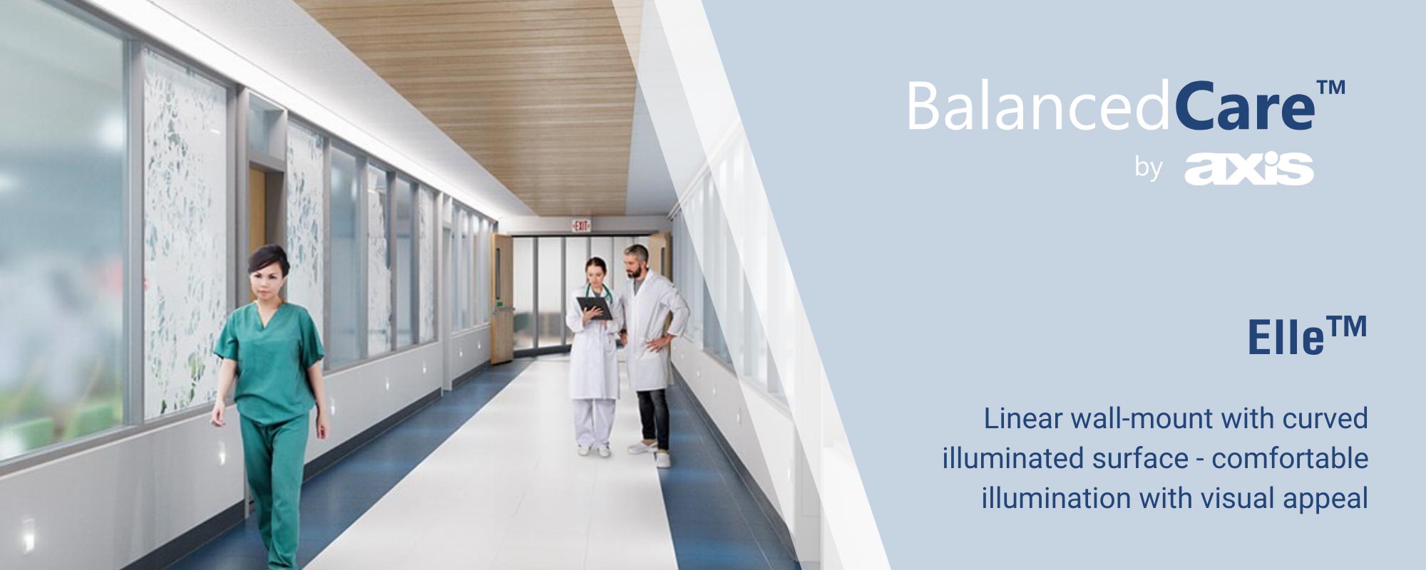 Elle - Linear wall-mount with curved illuminated surface - comfortable illumination with visual appeal.