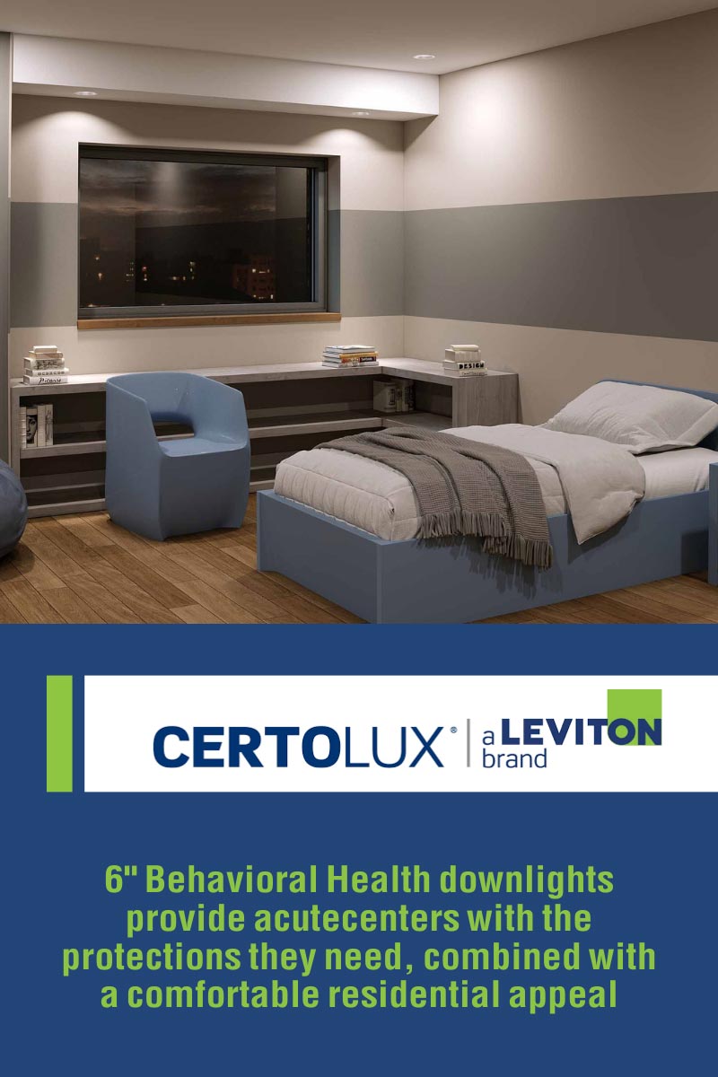 6" Behavioral Health downlights provide acutecenters with the protections they need, combined with a comfortable residential appeal.