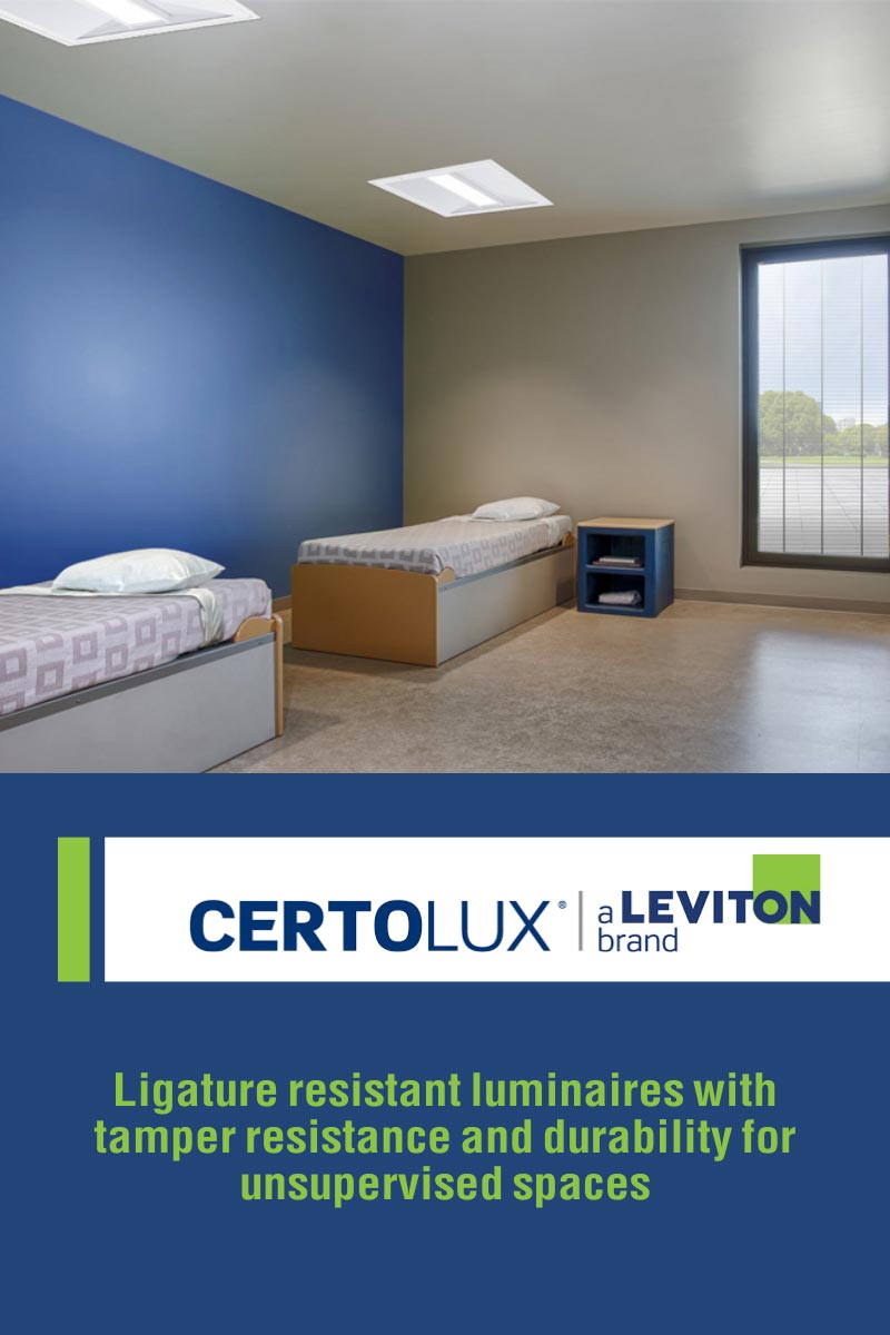 Ligature resistant luminaires with tamper resistance and durability for unsupervised spaces.